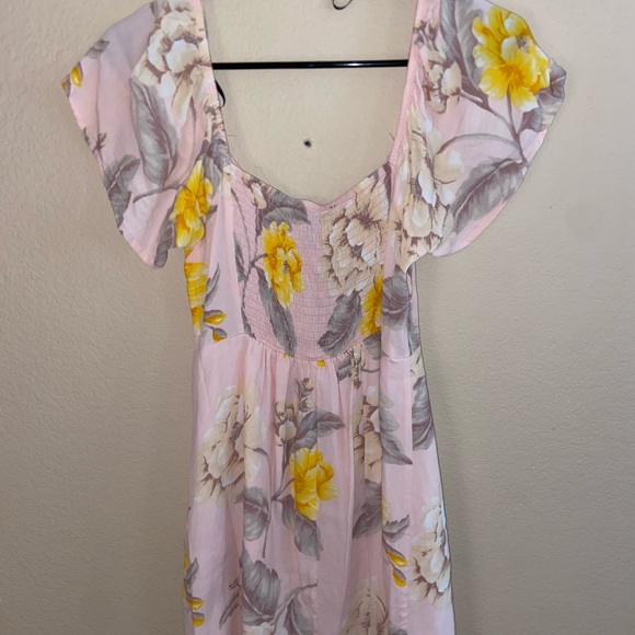 Cream Forever 21 floral skirt baby doll puffer sleeve mini dress short sleeve - Picture 12 of 12